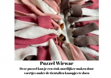 Puzzel wirwar deze puzzel kun je een stuk moeilijker maken door voertjes onder de tientallen knoopjes te doen